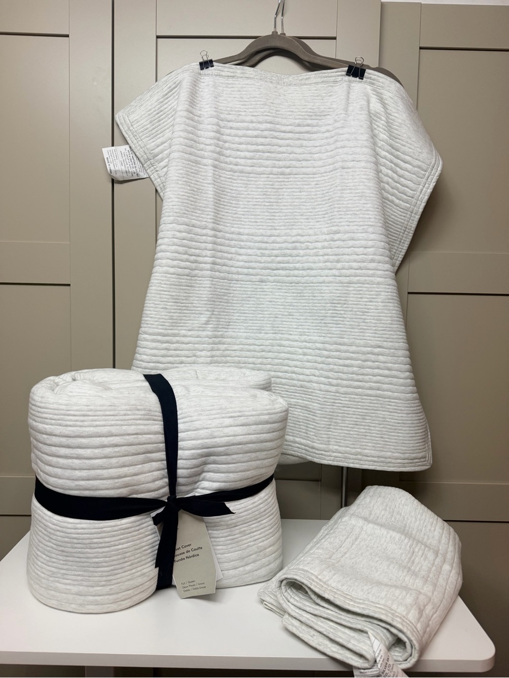 West Elm Cotton Cloud Jersey Duvet Cover QUEEN & 2 Euro Shams NWT - Picture 3 of 8
